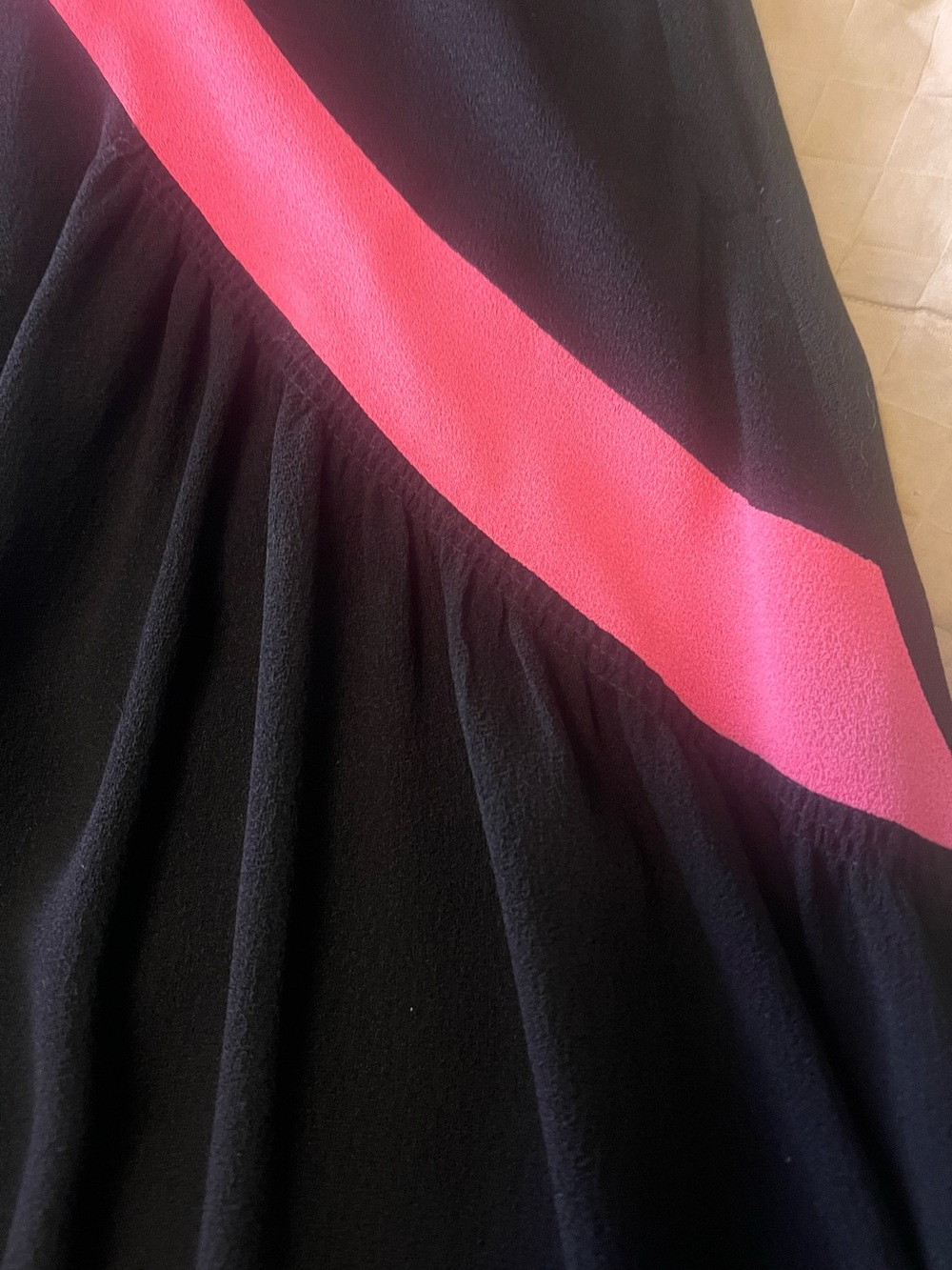 Vintage 1940s Era Black Skirt with Pink Diagonal Stripe